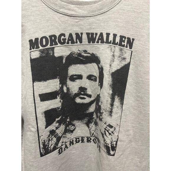 Morgan Wallen crewneck sweatshirt Dangerous Album graphic gray and black sz Med - Picture 2 of 5